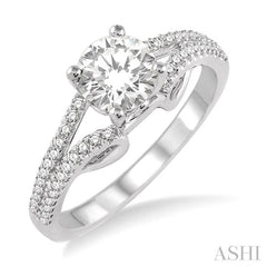 1/3 Ctw Diamond Semi-Mount Engagement Ring in Platinum
