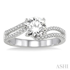 3/4 Ctw Diamond Engagement Ring with 1/2 Ct Round Cut Center Stone in 14K White Gold