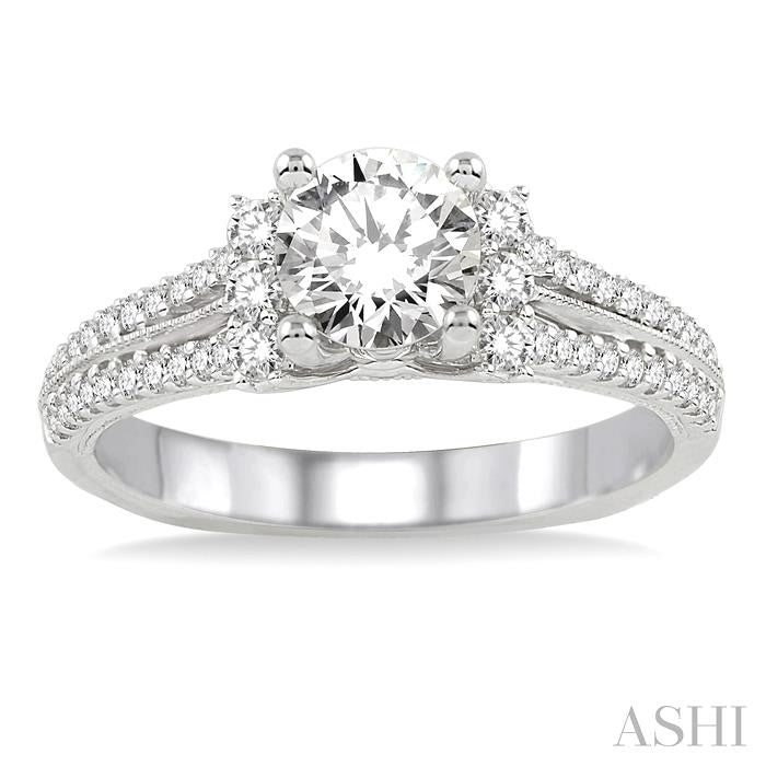 1/3 Ctw Diamond Semi-Mount Engagement Ring in Platinum