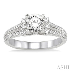 1/3 Ctw Diamond Semi-Mount Engagement Ring in Platinum