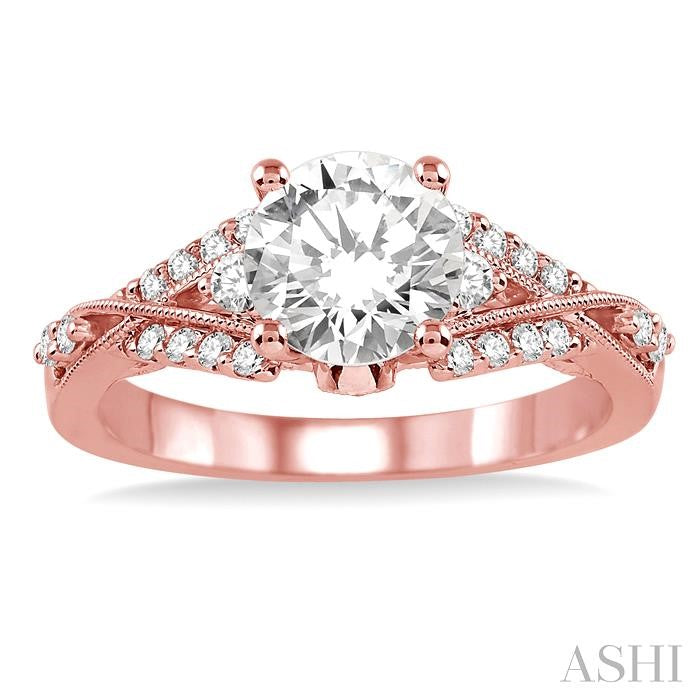 1/3 Ctw Diamond Semi-Mount Engagement Ring in 14K Rose Gold