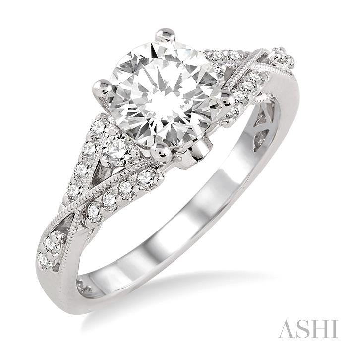 1/3 Ctw Diamond Semi-Mount Engagement Ring in 14K White Gold