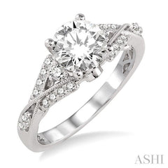 1/3 Ctw Diamond Semi-Mount Engagement Ring in 14K White Gold