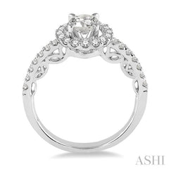 3/4 Ctw Diamond Engagement Ring with 3/8 Ct Round Cut Center Stone in 14K White Gold