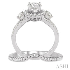 1 Ctw Diamond Wedding Set with 3/4 Ctw Round Cut Engagement Ring and 1/6 Ctw Wedding Band in 14K White Gold