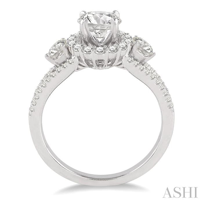 3/4 Ctw Diamond Engagement Ring with 1/3 Ct Round Cut Center Stone in 14K White Gold