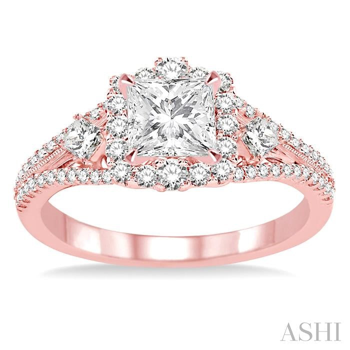 1/2 Ctw Diamond Semi-Mount Engagement Ring in 14K Rose Gold