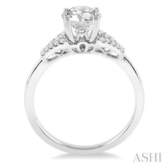 1/2 Ctw Diamond Engagement Ring with 1/3 Ct Round Cut Center Stone in 14K White Gold