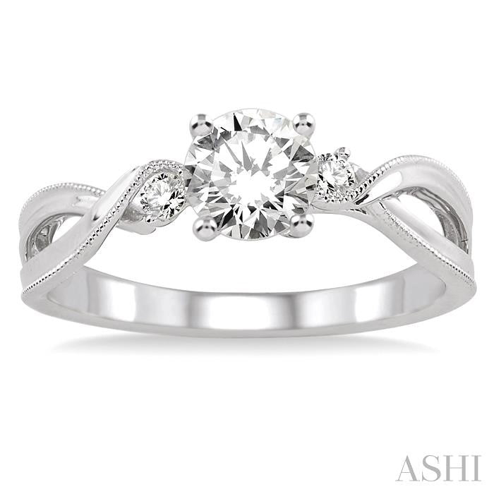 3/8 Ctw Diamond Engagement Ring with 1/3 Ct Round Cut Center Stone in 14K White Gold