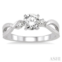 3/8 Ctw Diamond Engagement Ring with 1/3 Ct Round Cut Center Stone in 14K White Gold