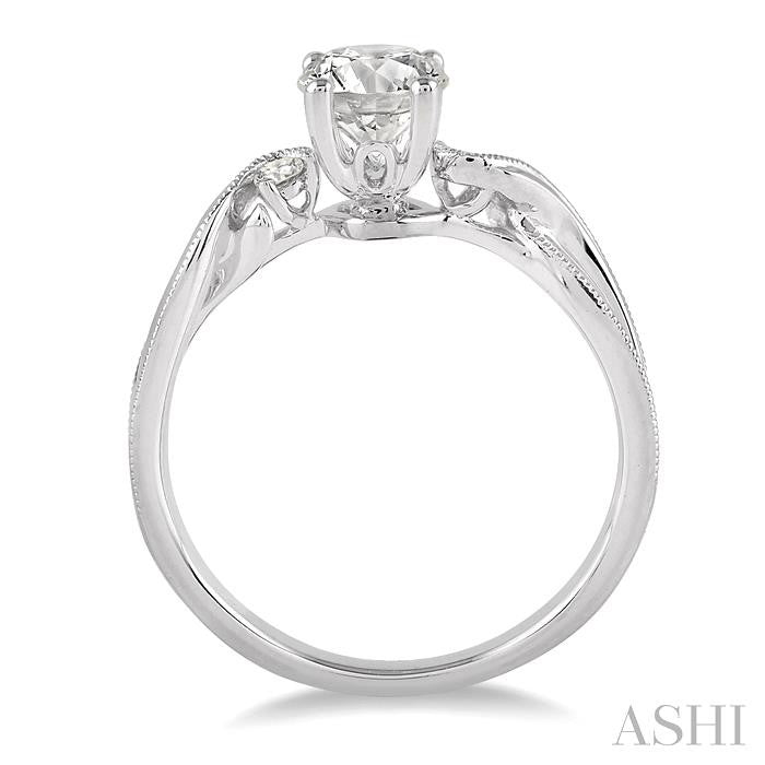 3/8 Ctw Diamond Engagement Ring with 1/3 Ct Round Cut Center Stone in 14K White Gold