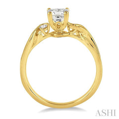 3/8 Ctw Diamond Engagement Ring with 1/3 Ct Princess Cut Center Stone in 14K Yellow Gold