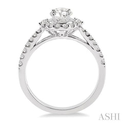 5/8 Ctw Diamond Engagement Ring with 1/4 Ct Round Cut Center Stone in 14K White Gold