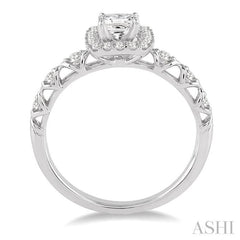 1/2 Ctw Diamond Engagement Ring with 1/4 Ct Princess Cut Center Stone in 14K White Gold