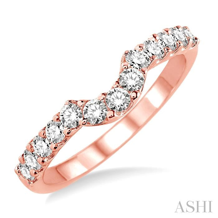 5/8 Ctw Round Cut Diamond Wedding Band in 14K Rose Gold