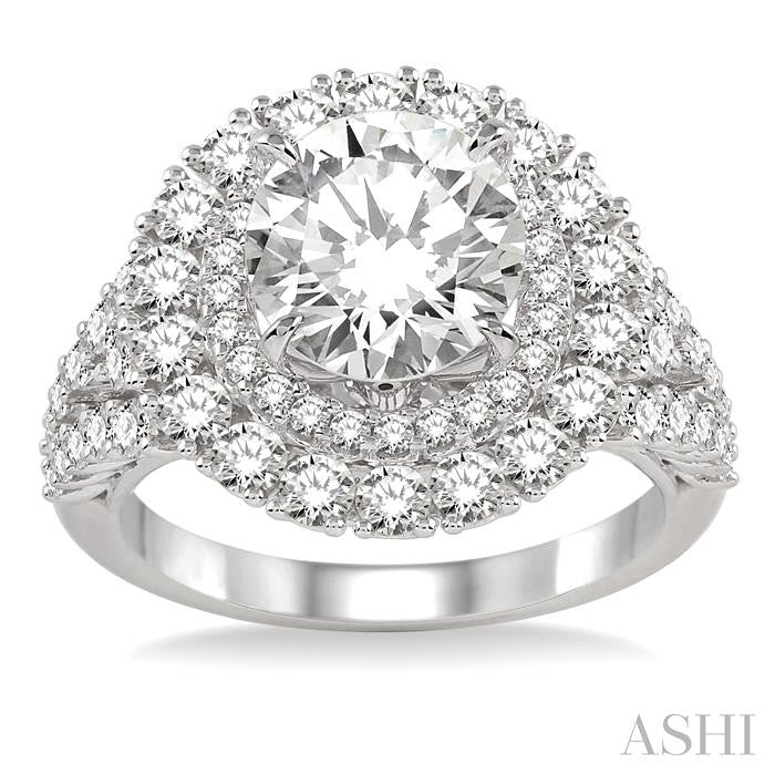 1 3/4 Ctw Diamond Semi-Mount Engagement Ring in 14K White Gold