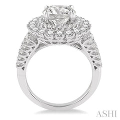 1 3/4 Ctw Diamond Semi-Mount Engagement Ring in 14K White Gold