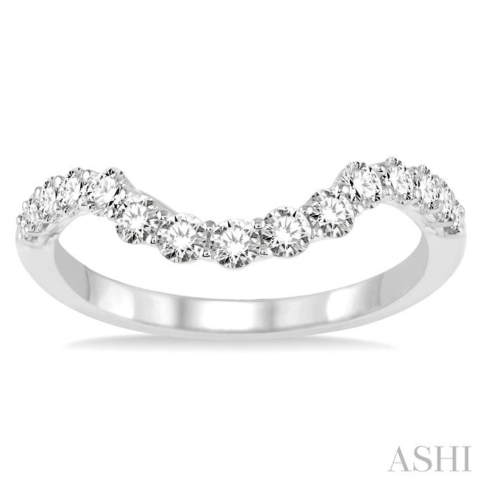 5/8 Ctw Round Cut Diamond Wedding Band in 14K White Gold