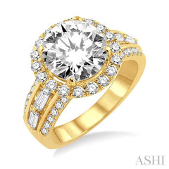 1 Ctw Diamond Semi-Mount Engagement Ring in 14K Yellow Gold