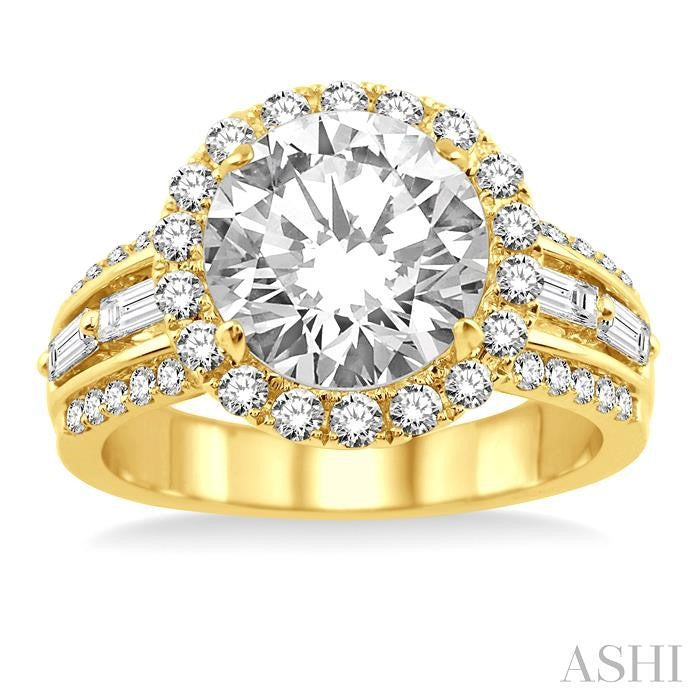 1 Ctw Diamond Semi-Mount Engagement Ring in 14K Yellow Gold