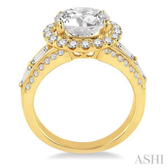 1 Ctw Diamond Semi-Mount Engagement Ring in 14K Yellow Gold