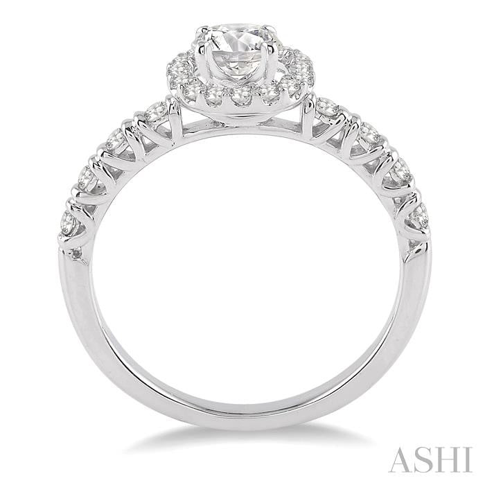 1/2 Ctw Diamond Engagement Ring with 1/4 Ct Round Cut Center Stone in 14K White Gold