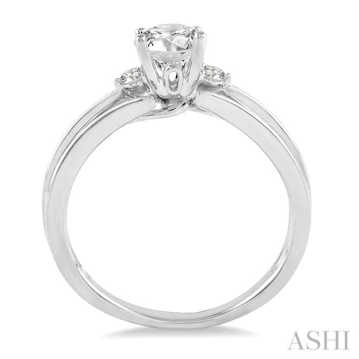 1/3 Ctw Diamond Engagement Ring with 1/3 Ct Round Cut Center Stone in 14K White Gold