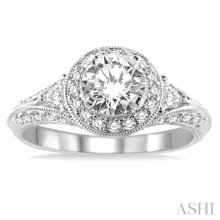 5/8 Ctw Diamond Semi-Mount Engagement Ring in 14K White Gold