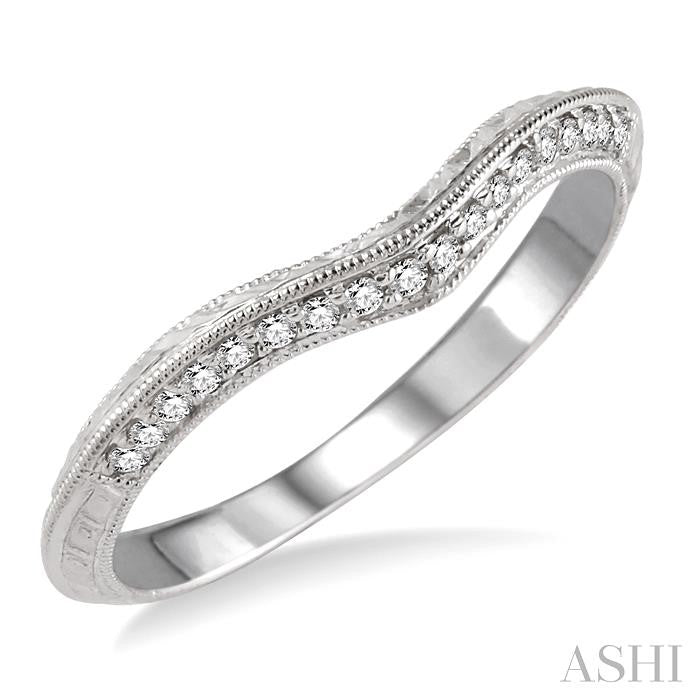 1/10 Ctw Round Cut Diamond Wedding Band in 14K White Gold