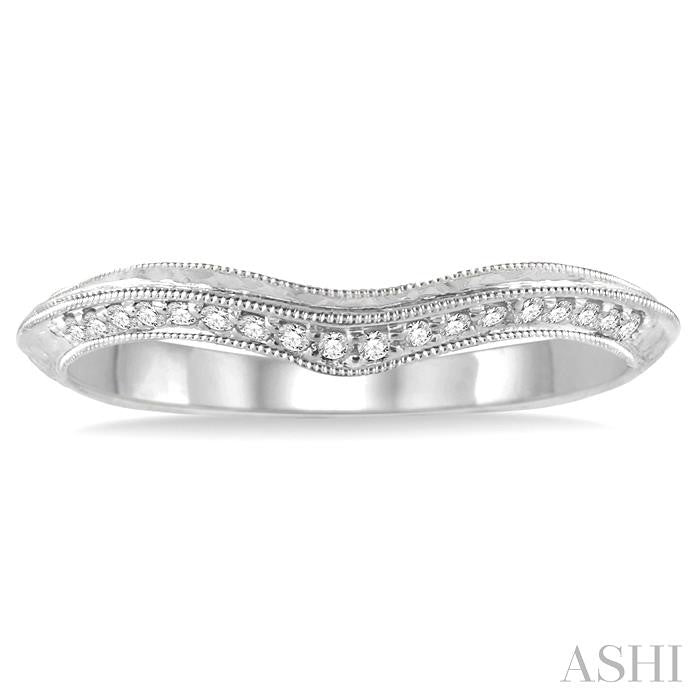 1/10 Ctw Round Cut Diamond Wedding Band in 14K White Gold