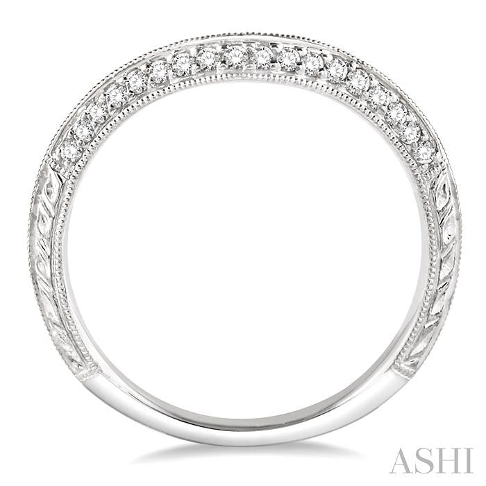 1/10 Ctw Round Cut Diamond Wedding Band in 14K White Gold