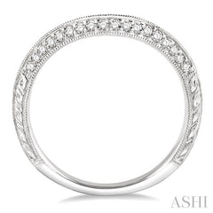1/10 Ctw Round Cut Diamond Wedding Band in 14K White Gold