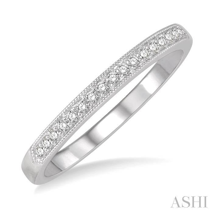 1/8 Ctw Round Cut Diamond Wedding Band in 14K White Gold