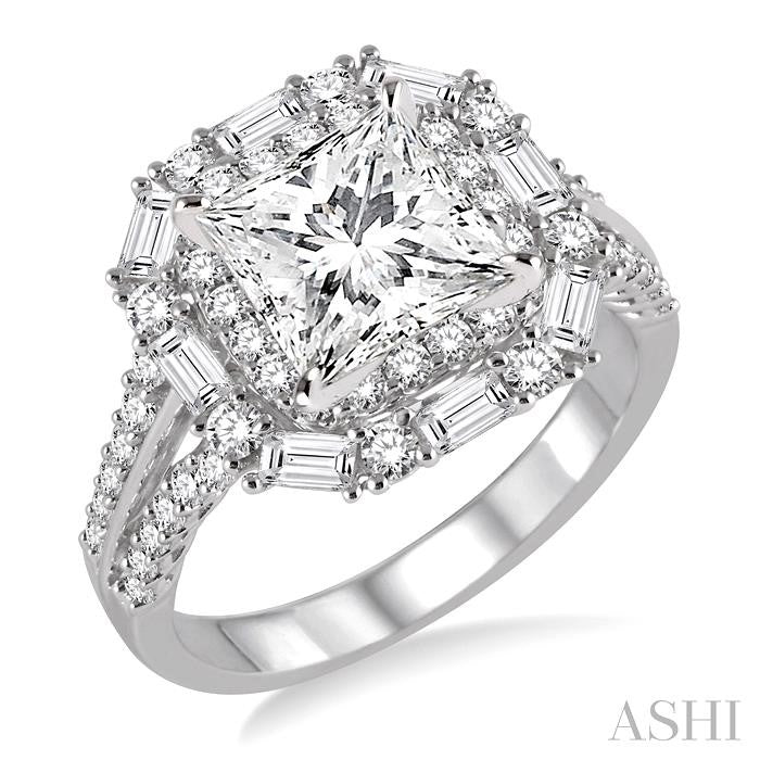 1 1/6 Ctw Diamond Semi-mount Engagement Ring in 14K White Gold