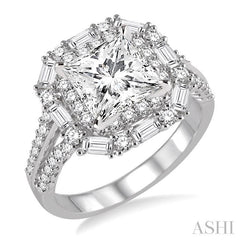 1 1/6 Ctw Diamond Semi-mount Engagement Ring in 14K White Gold