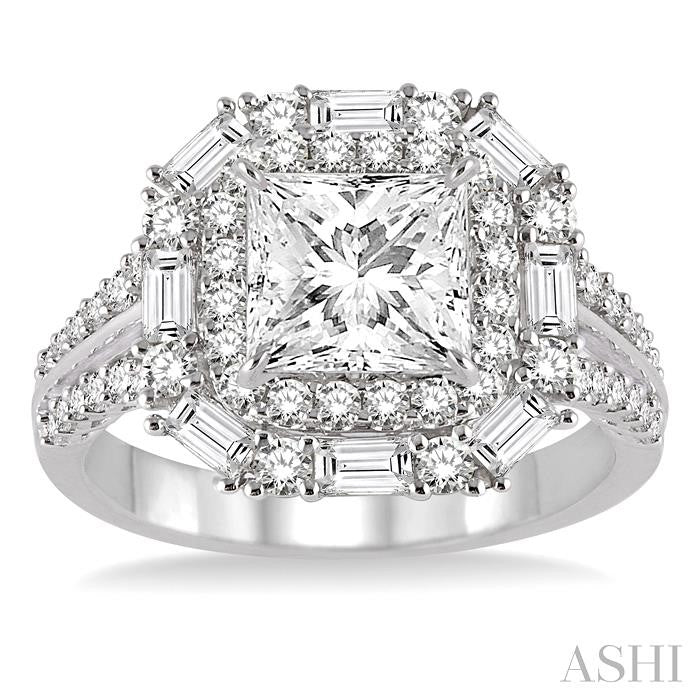 1 1/6 Ctw Diamond Semi-mount Engagement Ring in 14K White Gold