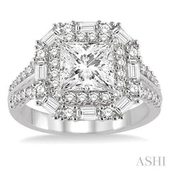 1 1/6 Ctw Diamond Semi-mount Engagement Ring in 14K White Gold