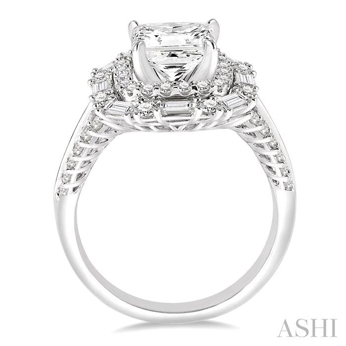 1 1/6 Ctw Diamond Semi-mount Engagement Ring in 14K White Gold