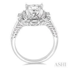 1 1/6 Ctw Diamond Semi-mount Engagement Ring in 14K White Gold