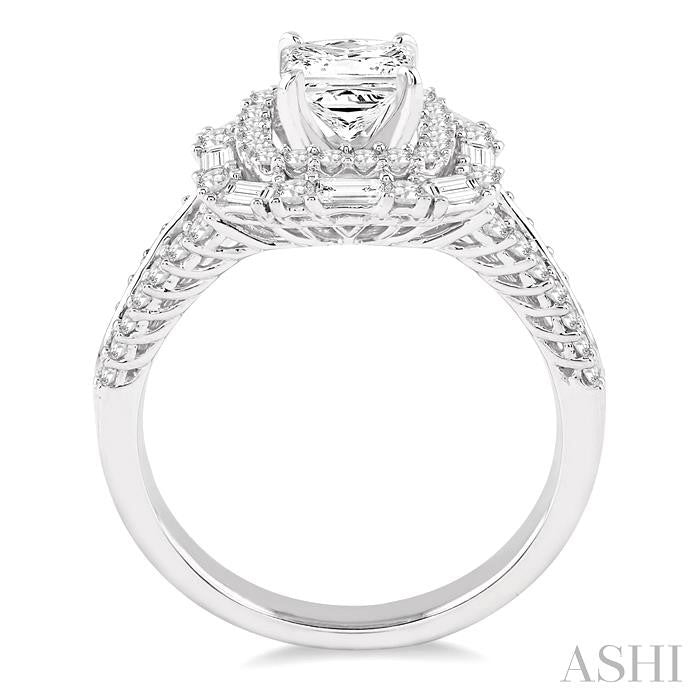7/8 Ctw Diamond Semi-mount Engagement Ring in 14K White Gold