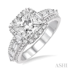 7/8 Ctw Diamond Semi-mount Engagement Ring in 14K White Gold