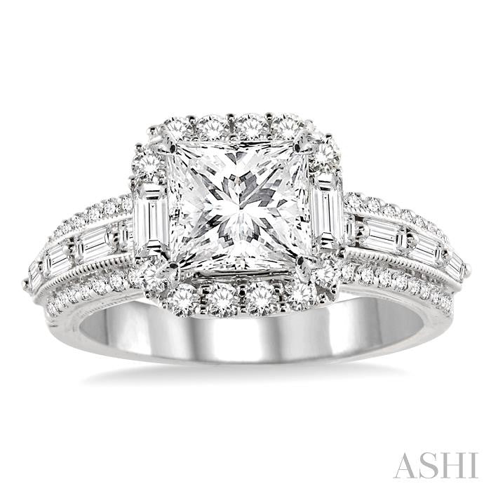 7/8 Ctw Diamond Semi-mount Engagement Ring in 14K White Gold