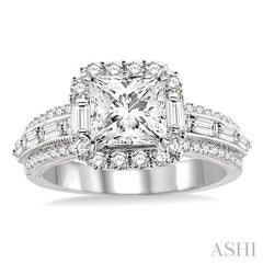 7/8 Ctw Diamond Semi-mount Engagement Ring in 14K White Gold