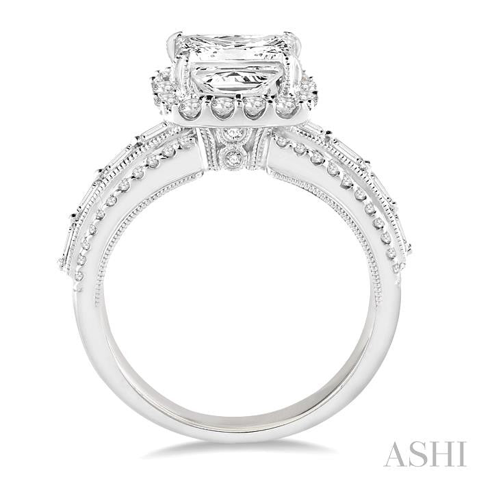 7/8 Ctw Diamond Semi-mount Engagement Ring in 14K White Gold