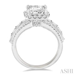 7/8 Ctw Diamond Semi-mount Engagement Ring in 14K White Gold