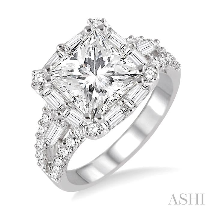 1 1/3 Ctw Diamond Semi-mount Engagement Ring in 14K White Gold