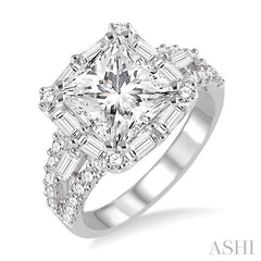 1 1/3 Ctw Diamond Semi-mount Engagement Ring in 14K White Gold