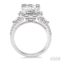 1 1/3 Ctw Diamond Semi-mount Engagement Ring in 14K White Gold