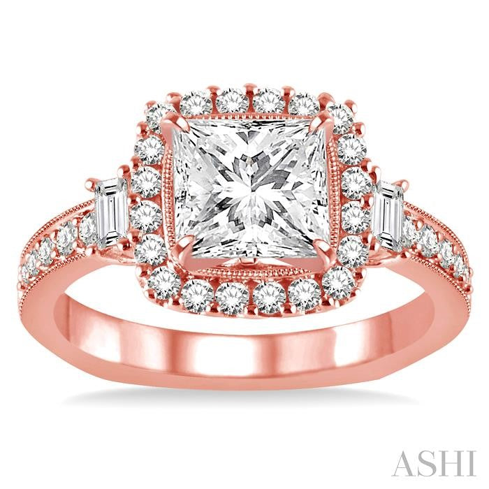 5/8 Ctw Diamond Semi-mount Engagement Ring in 14K Rose Gold