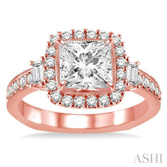 5/8 Ctw Diamond Semi-mount Engagement Ring in 14K Rose Gold